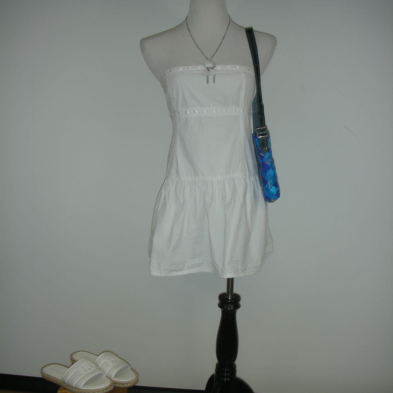 Motel White Strapless Eyelet Mini Dress Size M Coquette Euro Summer